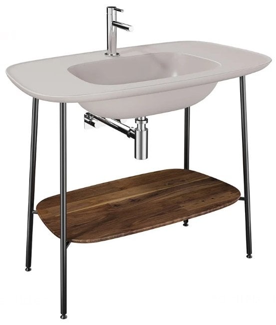 Vitra Plural 64047 Lavabo Ünitesi 100 Cm, Mat Bej Lavabolu Koyu Meşe.